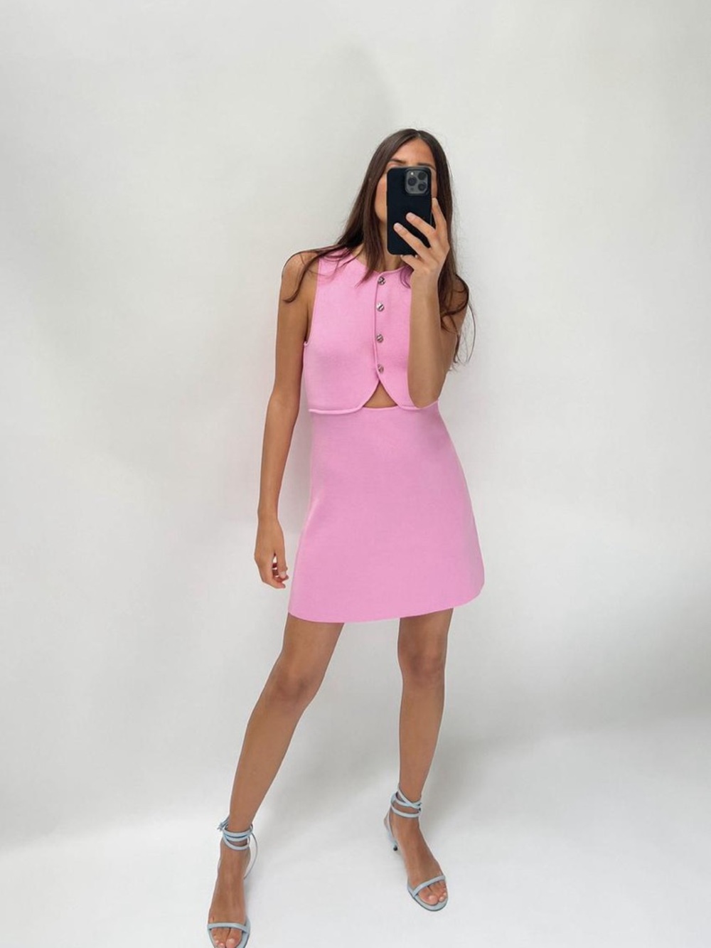 Zara cut out pink knit mini dress